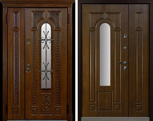 Дверь металлическая двухстворчатая для загородного дома №19