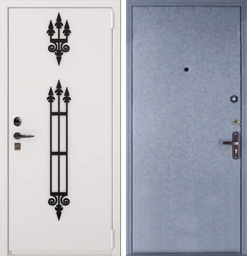Дверь в дачный дом с коваными элементами №1