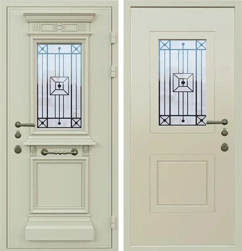 Элитная уличная дверь со стеклом №17