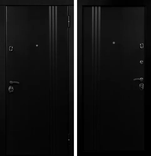 Чёрная входная дверь в дом с утепленнием №25