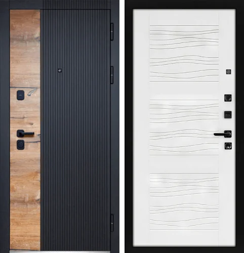 Стальная дверь вертикаль комбинированная №107