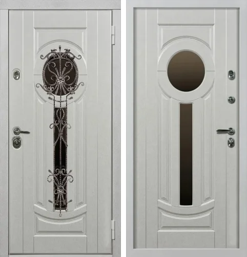 Белая металлическая дверь в дом с окном №10