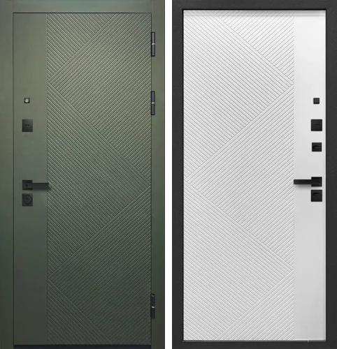 Зеленая железная входная дверь №39