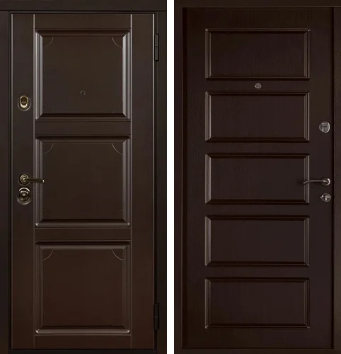 Металлическая дверь в дом шоколад окрас по RAL 