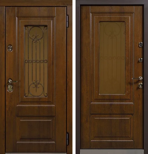 Входная дверь с терморазрывом и стеклом в дом №9