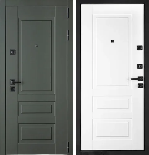 Входная дверь в каркасный дом зеленого цвета №3