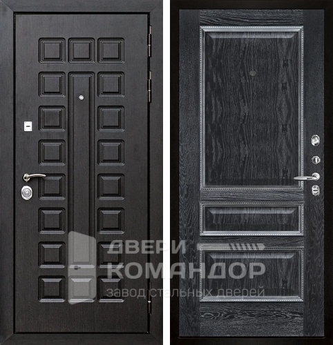 Черная дверь МДФ с патиной №18 размером 900x2000 мм