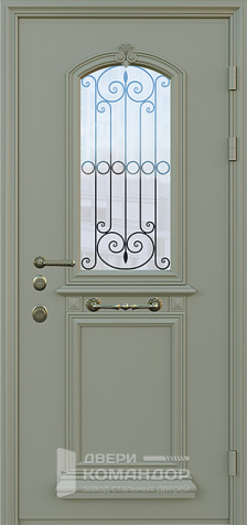 Металлическая дверь со стеклом уличная №20 - наружная сторона