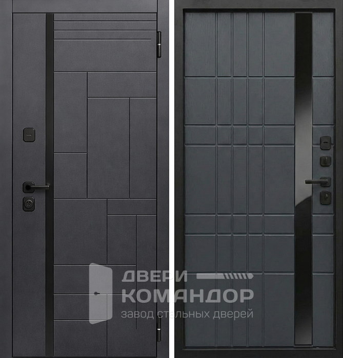 Входная темная дверь с геометрической фрезеровкой №185