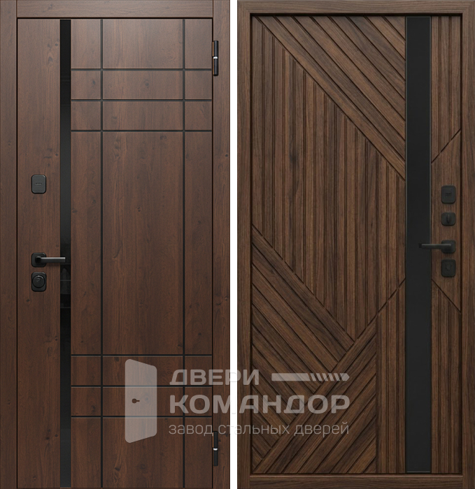 Стальная дверь орех с геометрической фрезеровкой №179