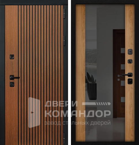 Входная металлическая дверь с зеркалом в квартиру №27 размером 960x2050 мм