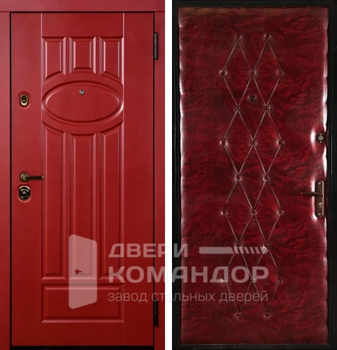 Красная входная дверь в квартиру №13 размером 900x2000 мм